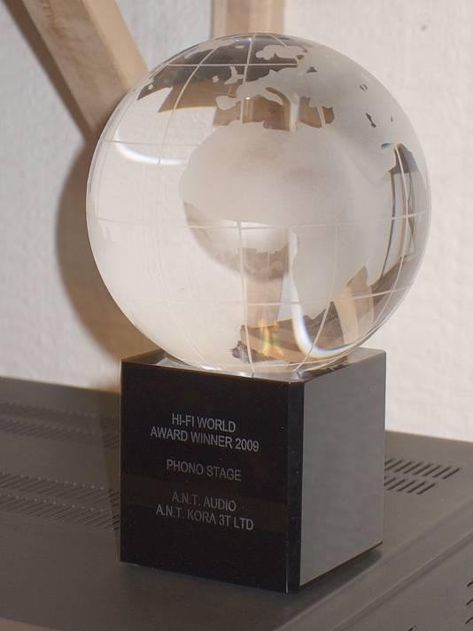 Hi-Fi World Award Winner 2009 trophy — A.N.T. Kora 3T phono stage
